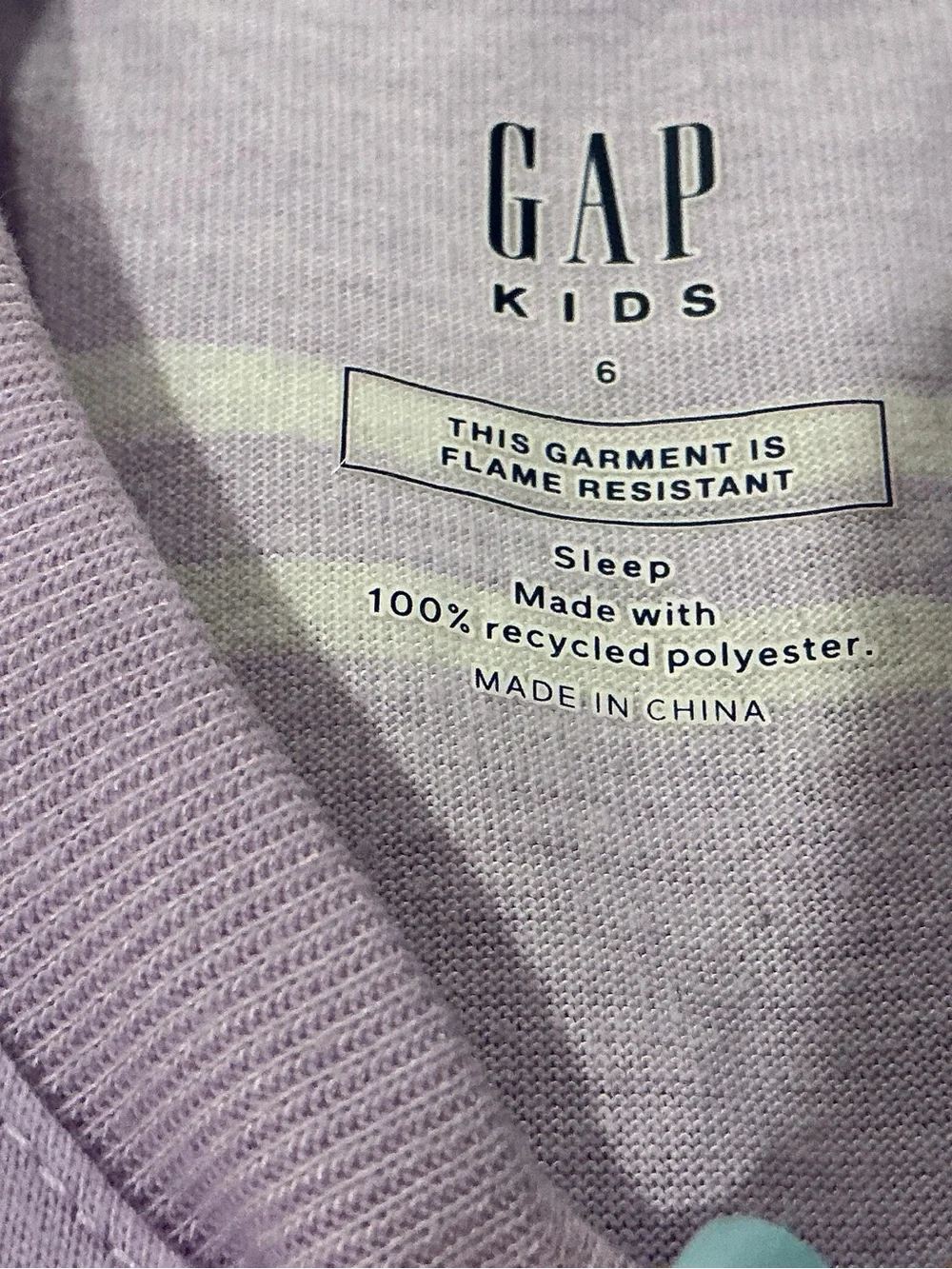 GAP Kids Lavender Long Sleeve Sleep Top